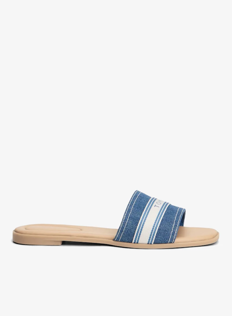 TOMMY HILFIGER Canvas Denim Webbing Strap Mules